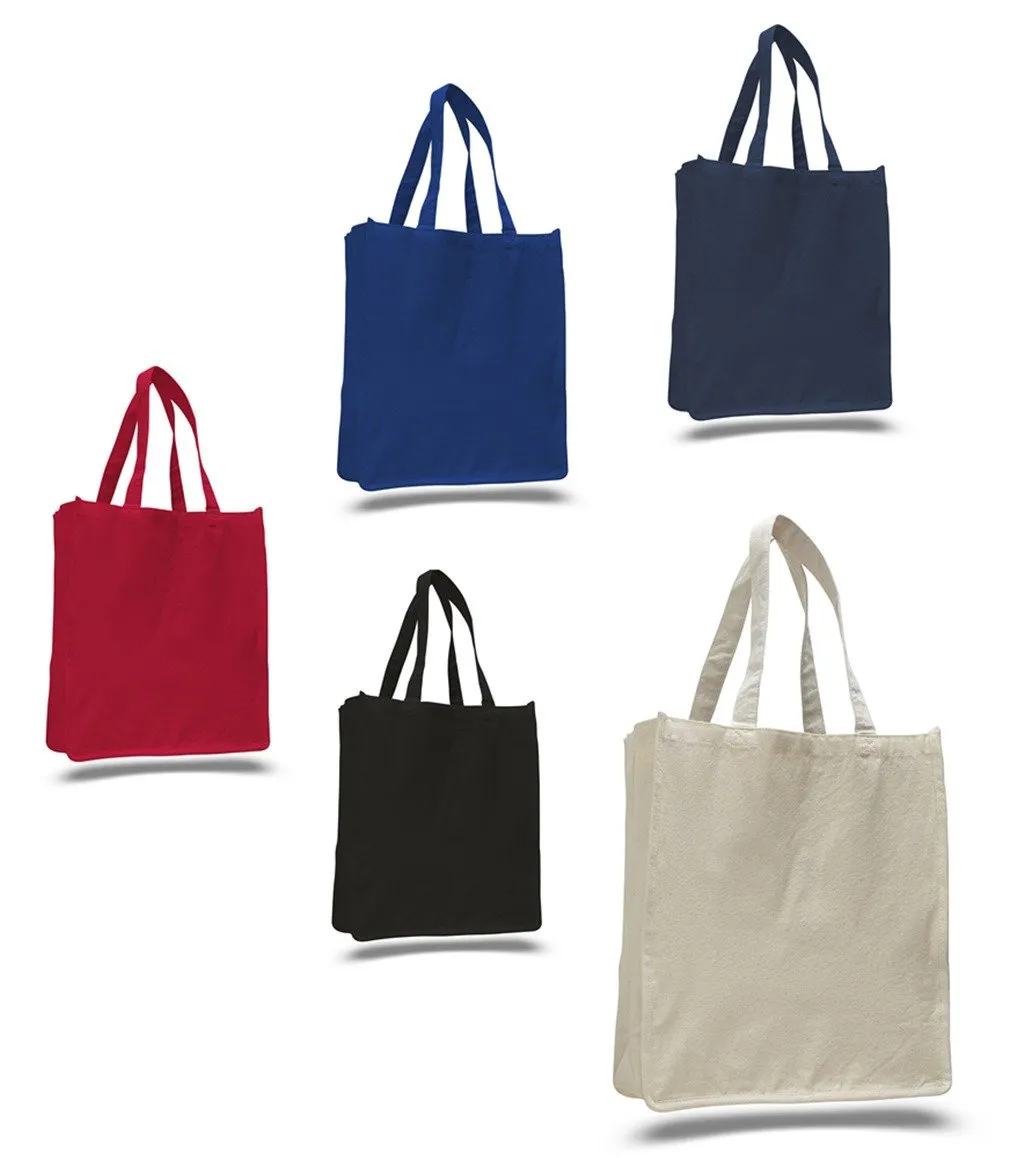 12 ct Jumbo Size Heavy Canvas Wide Shopper Tote Bag - By Dozen