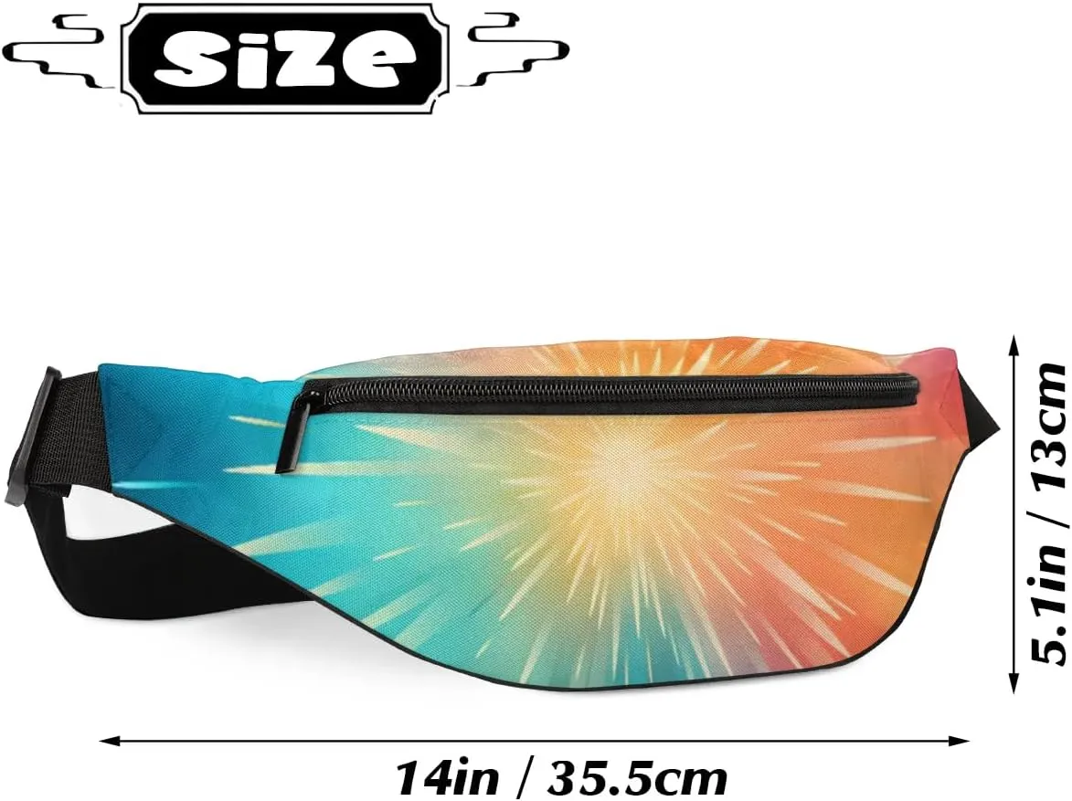 Abstract Pattern Rainbow Fanny Packs for Women Men Cross Body Purse Waterproof Sports Waist Bag Pack Belt Bag for Travel Hiking Running Cycling