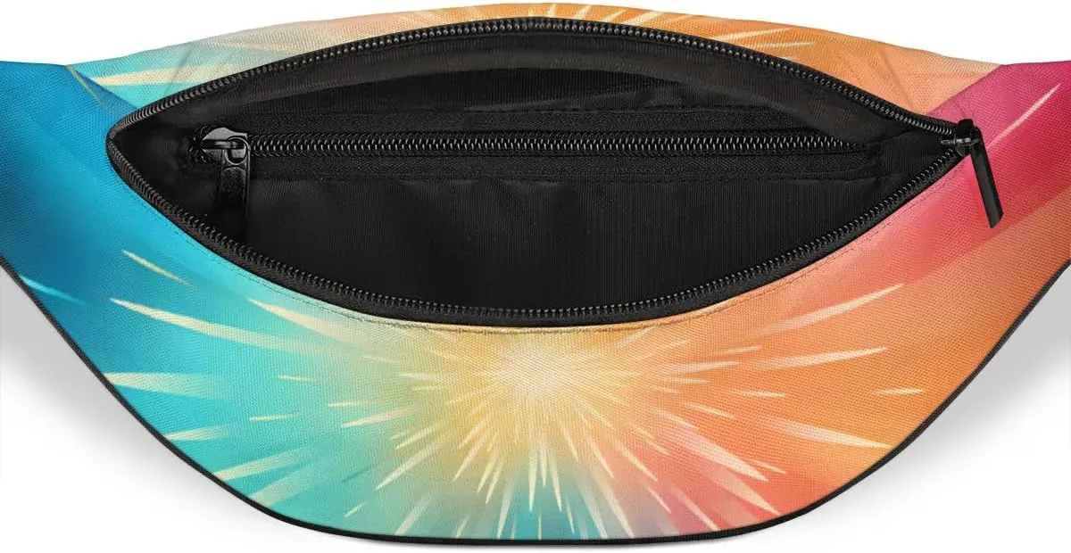 Abstract Pattern Rainbow Fanny Packs for Women Men Cross Body Purse Waterproof Sports Waist Bag Pack Belt Bag for Travel Hiking Running Cycling