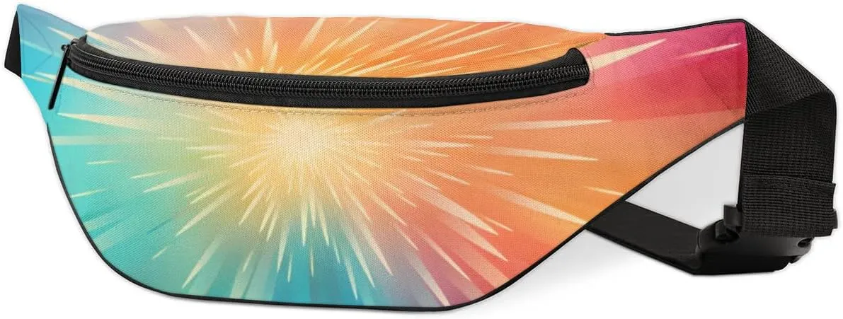 Abstract Pattern Rainbow Fanny Packs for Women Men Cross Body Purse Waterproof Sports Waist Bag Pack Belt Bag for Travel Hiking Running Cycling