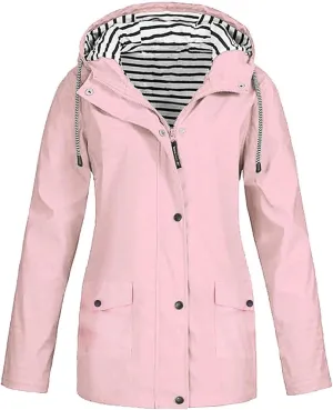 Aniywn Portable Raincoat for Women Wind and Water Resistant Hiking Jacket Lightweight Active Outdoor Hooded Raincoat