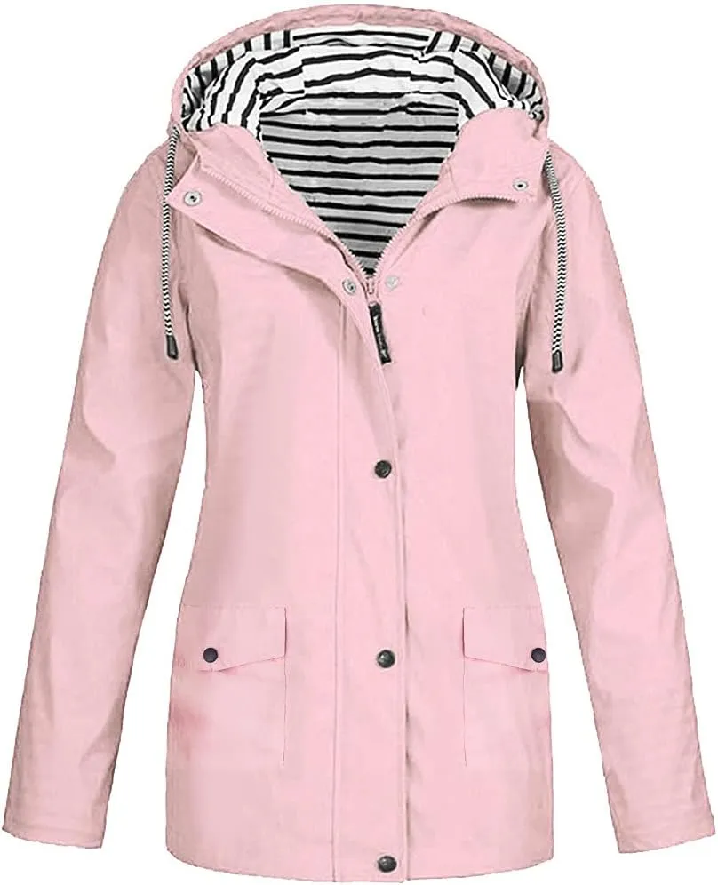 Aniywn Portable Raincoat for Women Wind and Water Resistant Hiking Jacket Lightweight Active Outdoor Hooded Raincoat