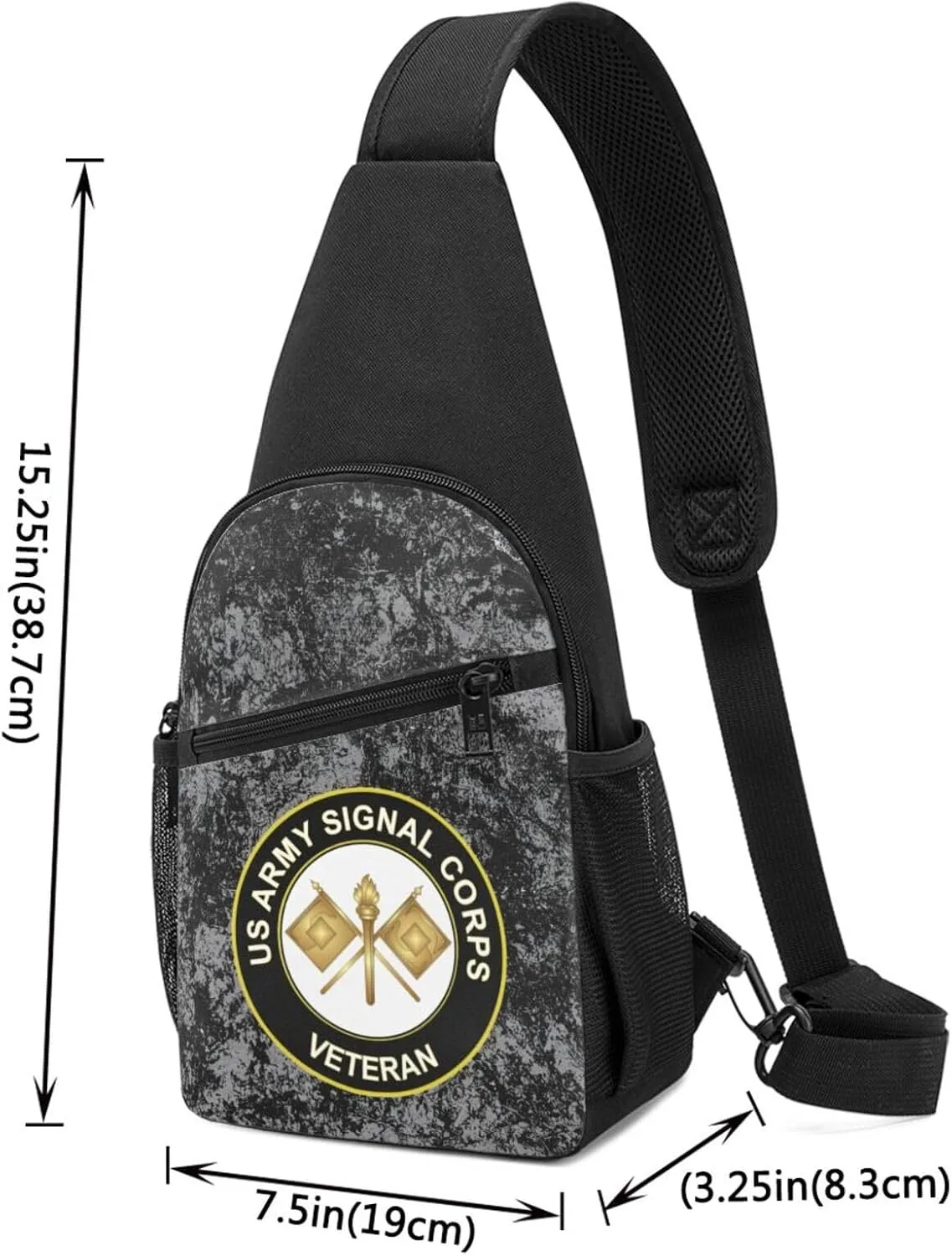 Army Signal Corps Veteran Sling Bag Crossbody Backpack Shoulder Casual Daypack Bags for Men