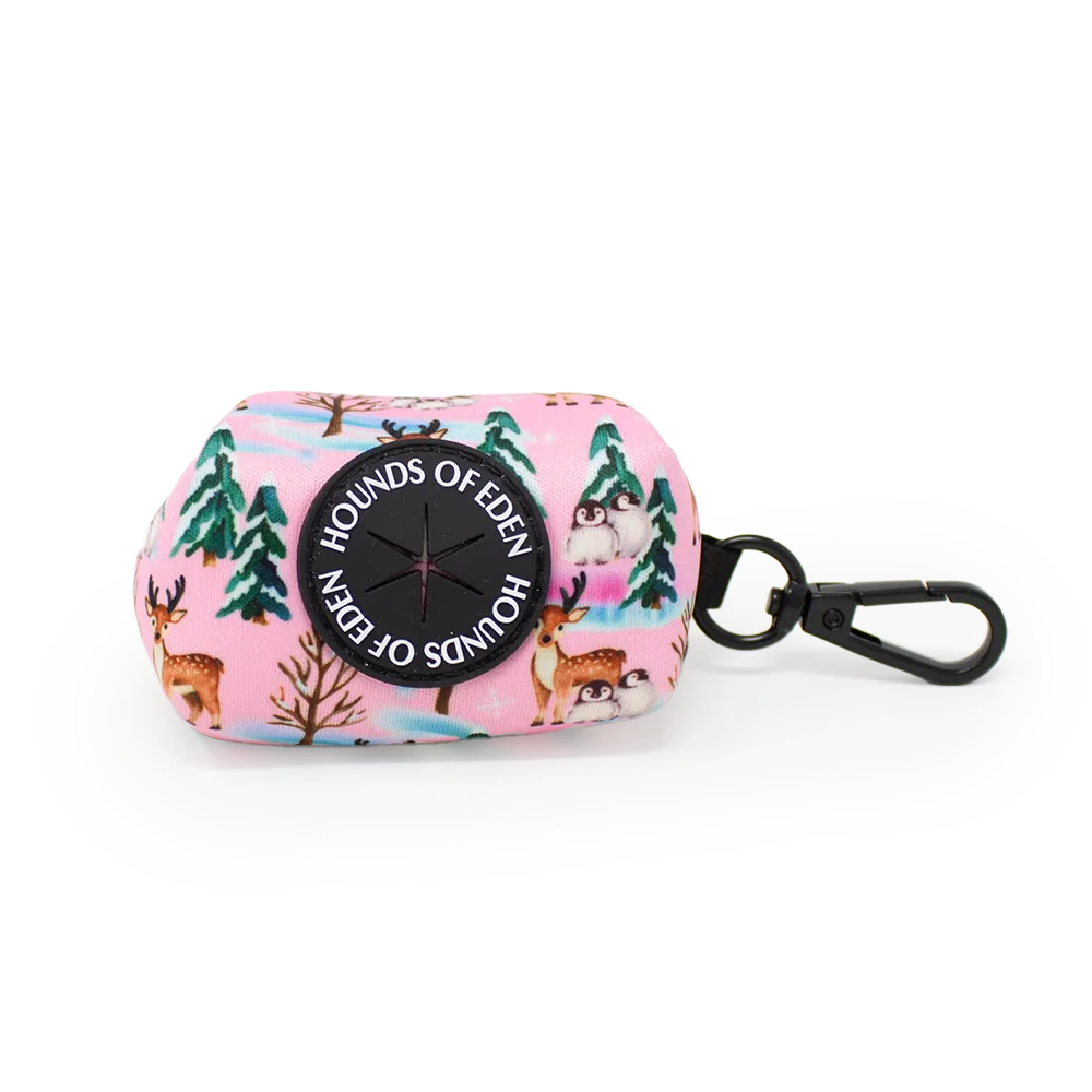 Aurora Nights - Pink Penguin Design Poop Bag Holder