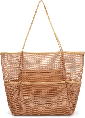 Beach Bag - Mesh Tote Bag Beach Vacation Clothes for Women Pool Bag for Travel Pool Family Cruise Essentials 2025