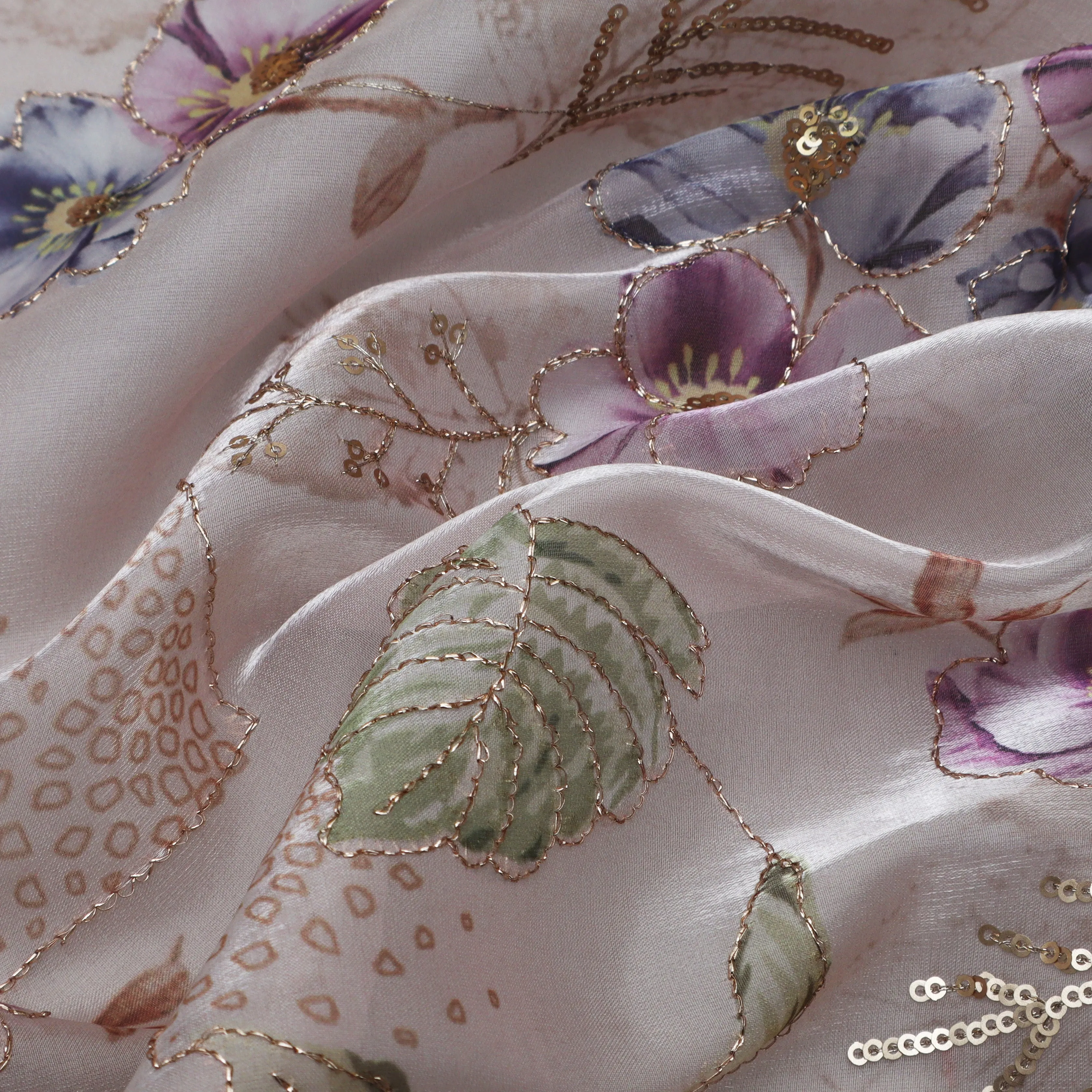 Beige Color Jimmy Choo Print Embroidery Fabric