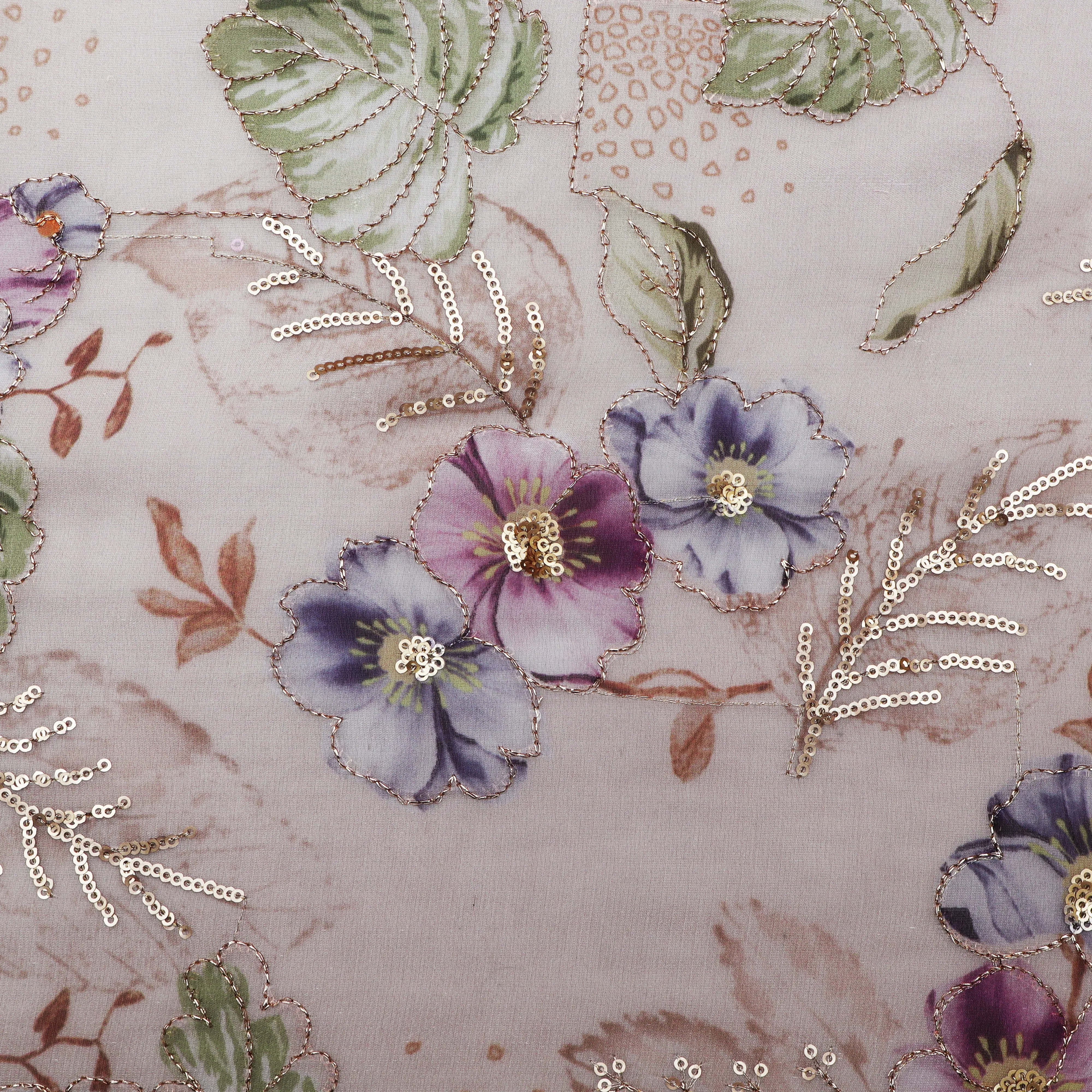 Beige Color Jimmy Choo Print Embroidery Fabric