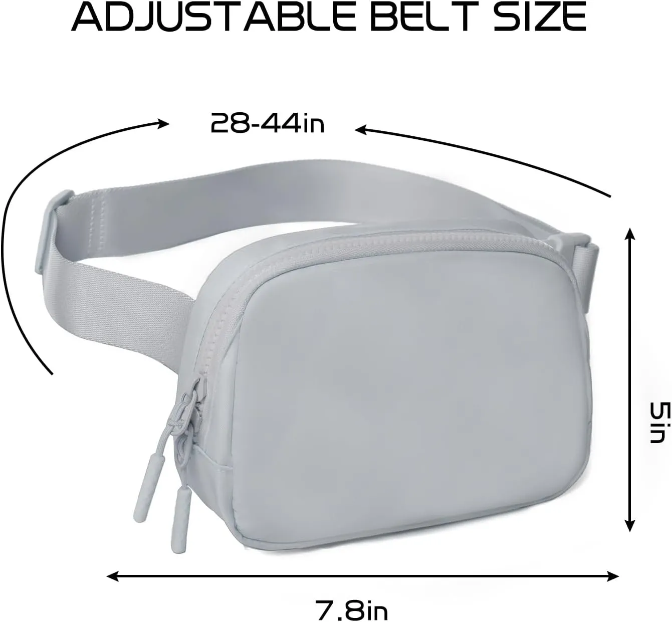 Belt Bag Fanny Pack Crossbody Bags for Women Two-Way Zip Closure Fashion Waist Packs with Adjustable Strap Teen Girl Gifts Trendy Stuff Gifts for Women Teenage Girls (Grey)