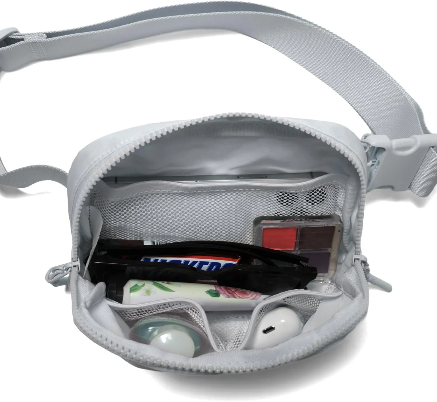 Belt Bag Fanny Pack Crossbody Bags for Women Two-Way Zip Closure Fashion Waist Packs with Adjustable Strap Teen Girl Gifts Trendy Stuff Gifts for Women Teenage Girls (Grey)