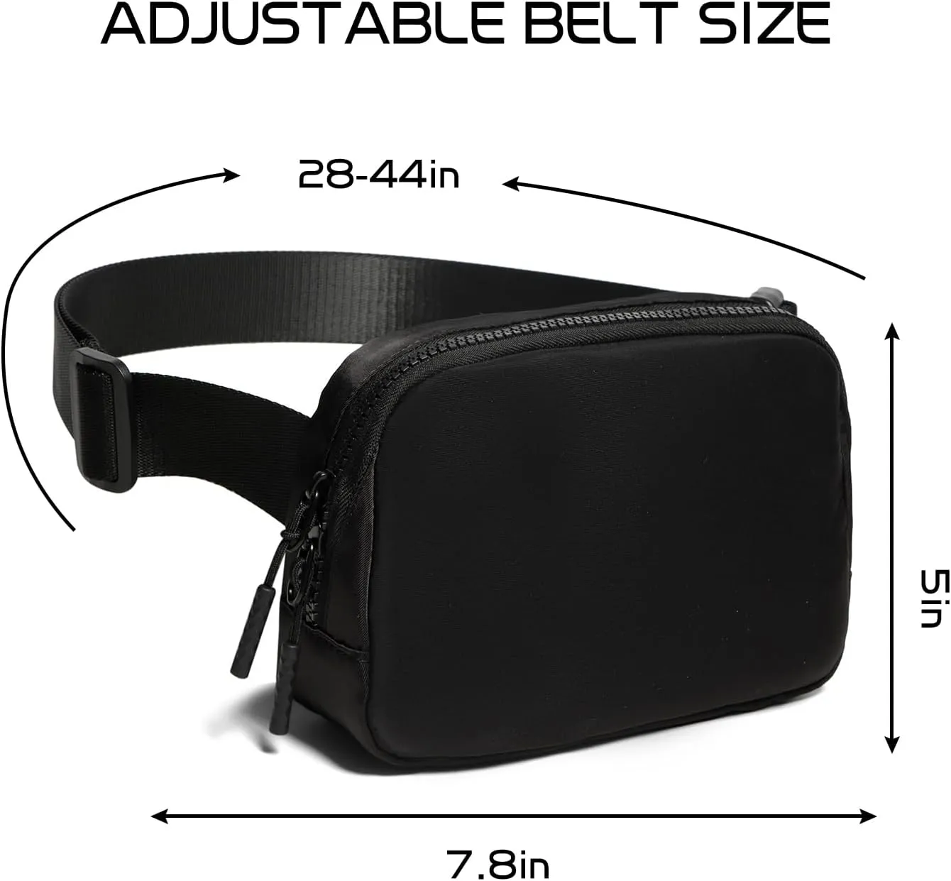 Belt Bag for Women Fanny Pack Crossbody Bags for Women Two-Way Zip Closure Fashion Waist Packs with Adjustable Strap Teen Girl Gifts Trendy Stuff Gifts for Women Teenage Girls (Black)