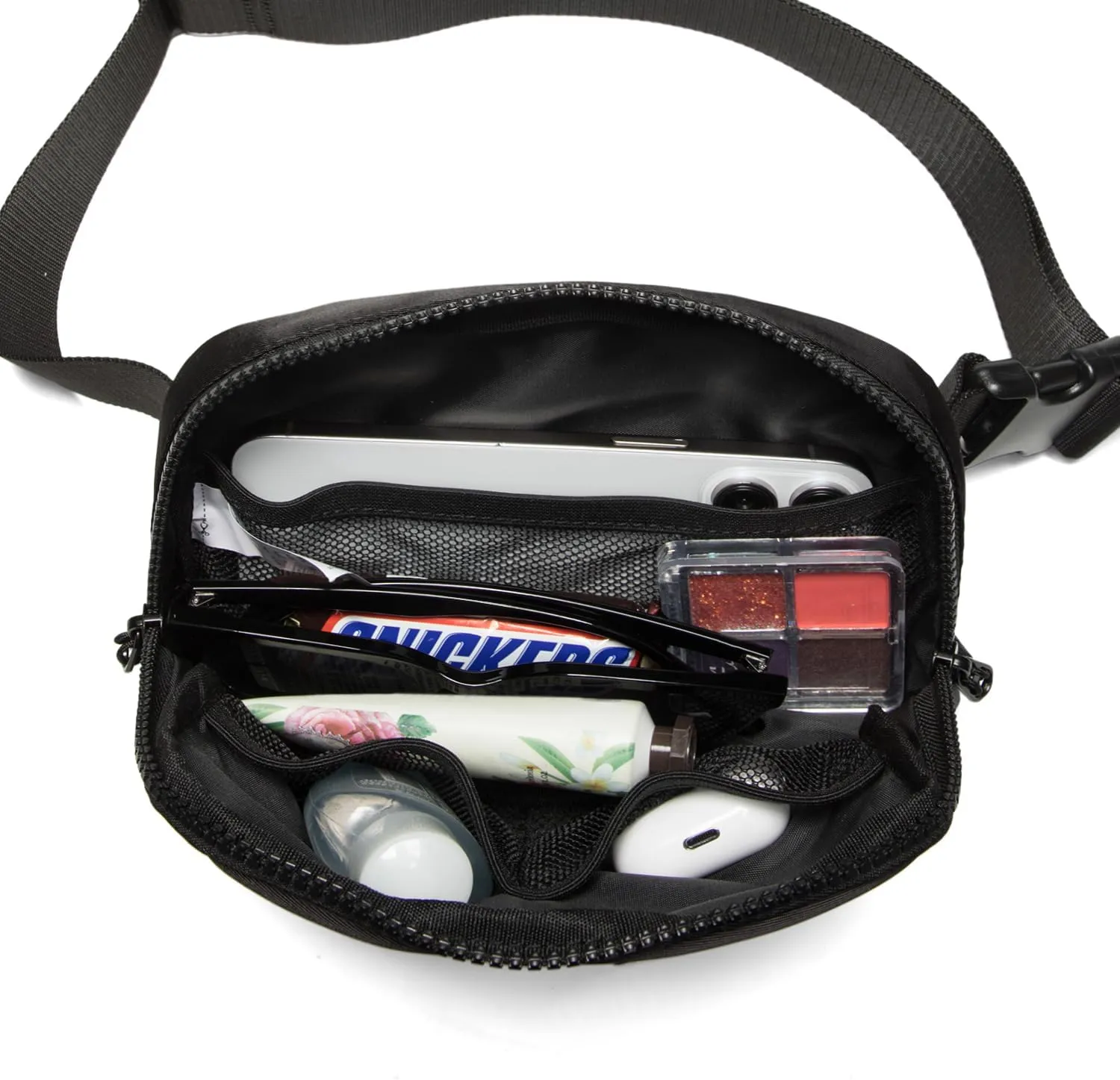 Belt Bag for Women Fanny Pack Crossbody Bags for Women Two-Way Zip Closure Fashion Waist Packs with Adjustable Strap Teen Girl Gifts Trendy Stuff Gifts for Women Teenage Girls (Black)