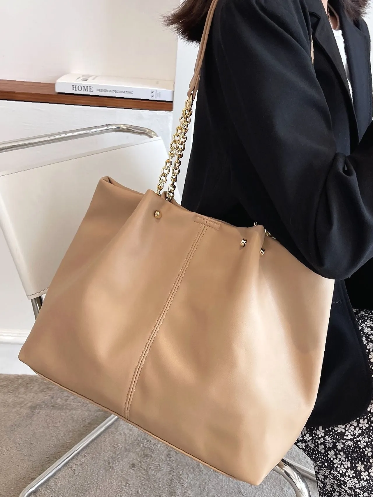 binfenxie - Minimalist Chain Strap Shoulder Tote Bag  - Women Tote Bags