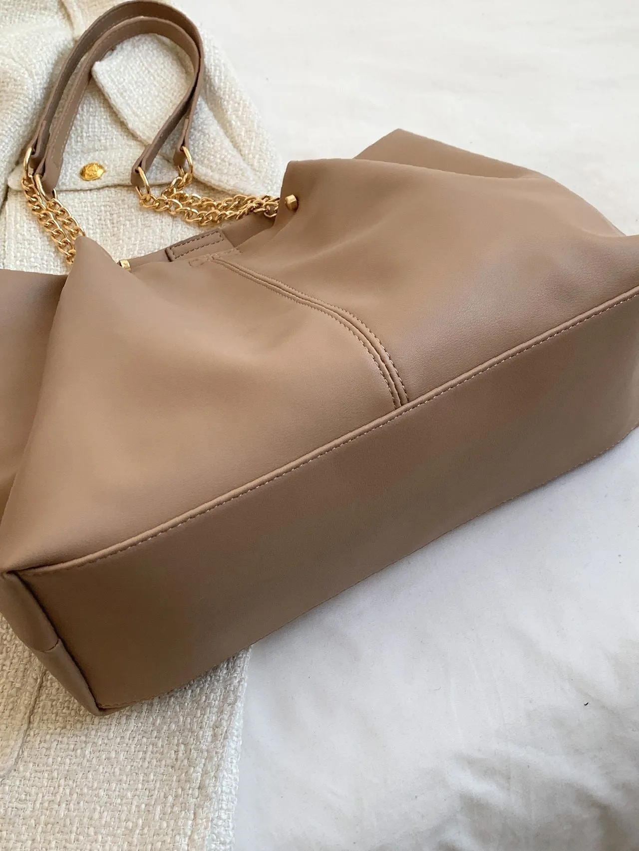 binfenxie - Minimalist Chain Strap Shoulder Tote Bag  - Women Tote Bags