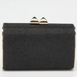 Black Fabric Lurex Frame Clutch