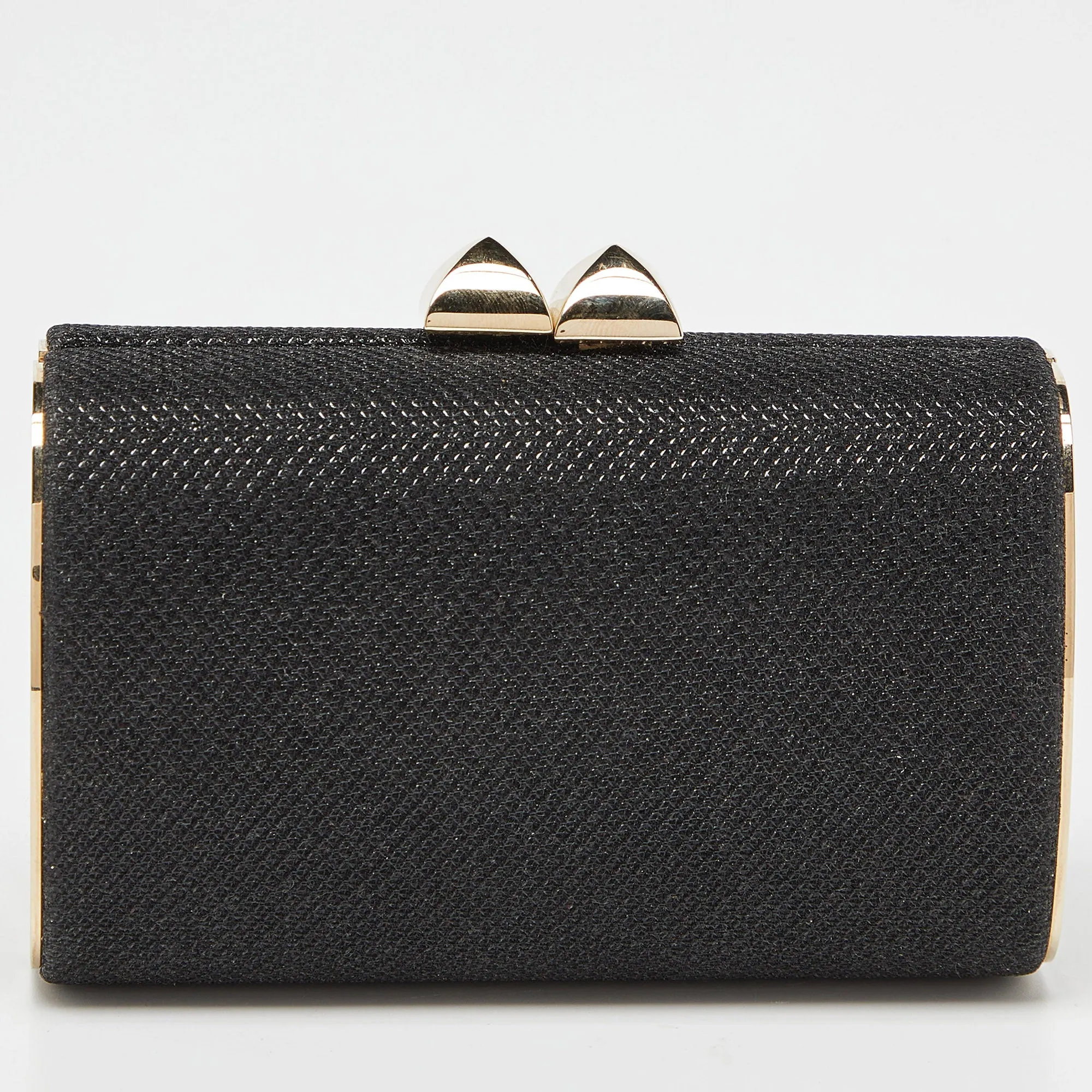 Black Fabric Lurex Frame Clutch