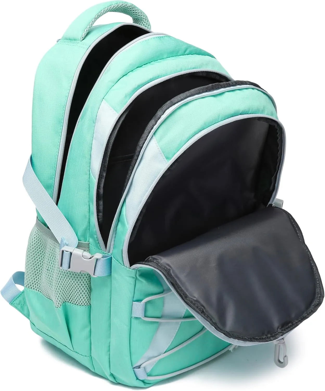 BLUEFAIRY Middle High School Backpack for Boys Girls Large Bookbag with Laptop Compartment Back to School Book Bags for Teens Teenagers Mochilas Escolares para Nios Nias (Mint Green/Gray, Solid)