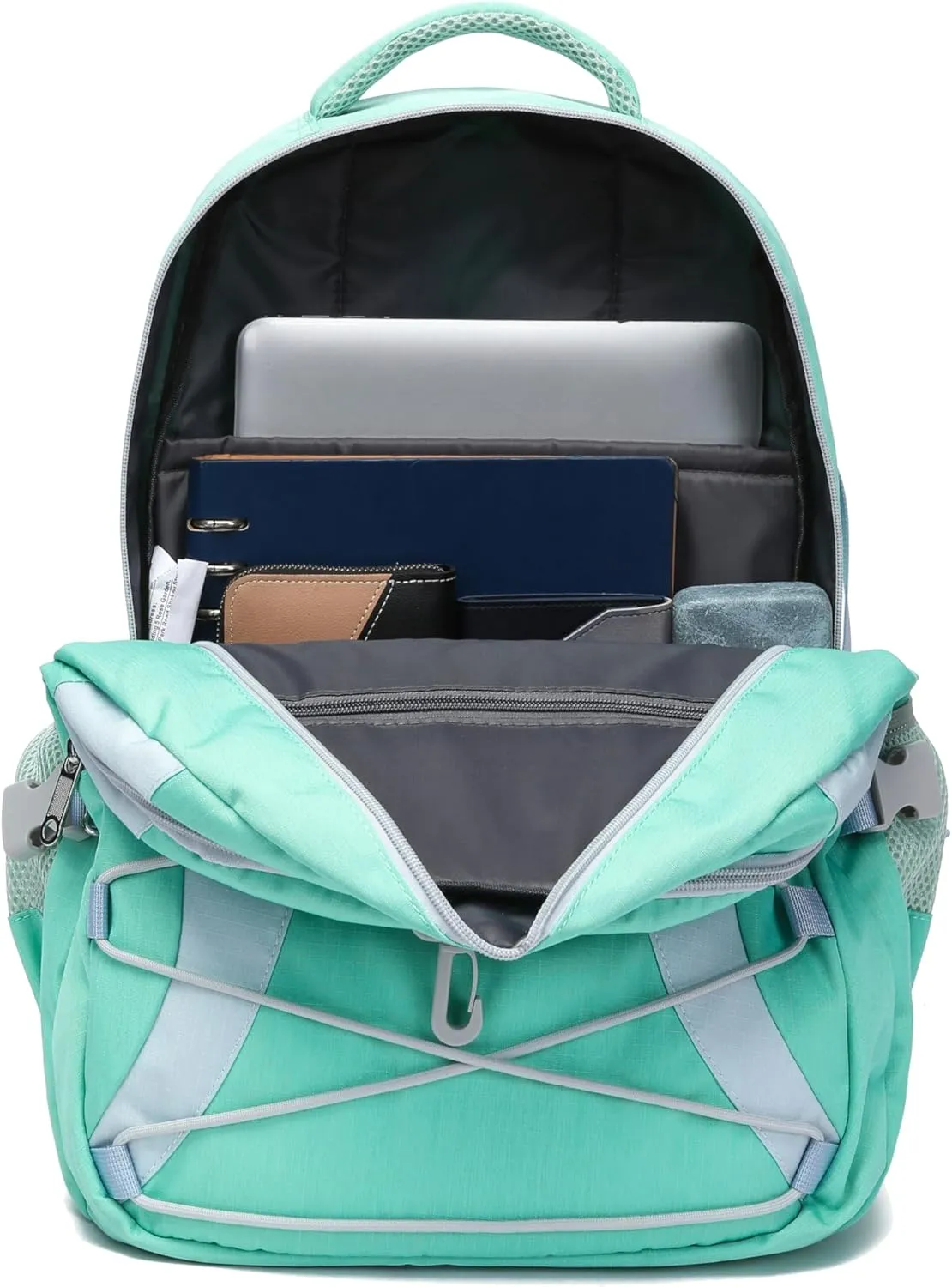 BLUEFAIRY Middle High School Backpack for Boys Girls Large Bookbag with Laptop Compartment Back to School Book Bags for Teens Teenagers Mochilas Escolares para Nios Nias (Mint Green/Gray, Solid)