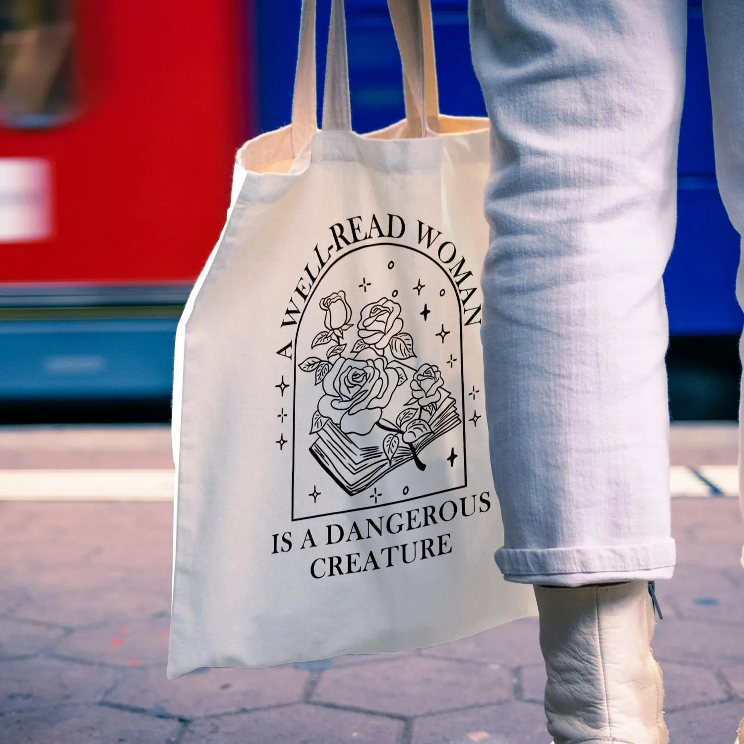 Book Lovers Canvas Tote Bag, Librarian Reading Reusable Bag, Book Tote Bag Gifts