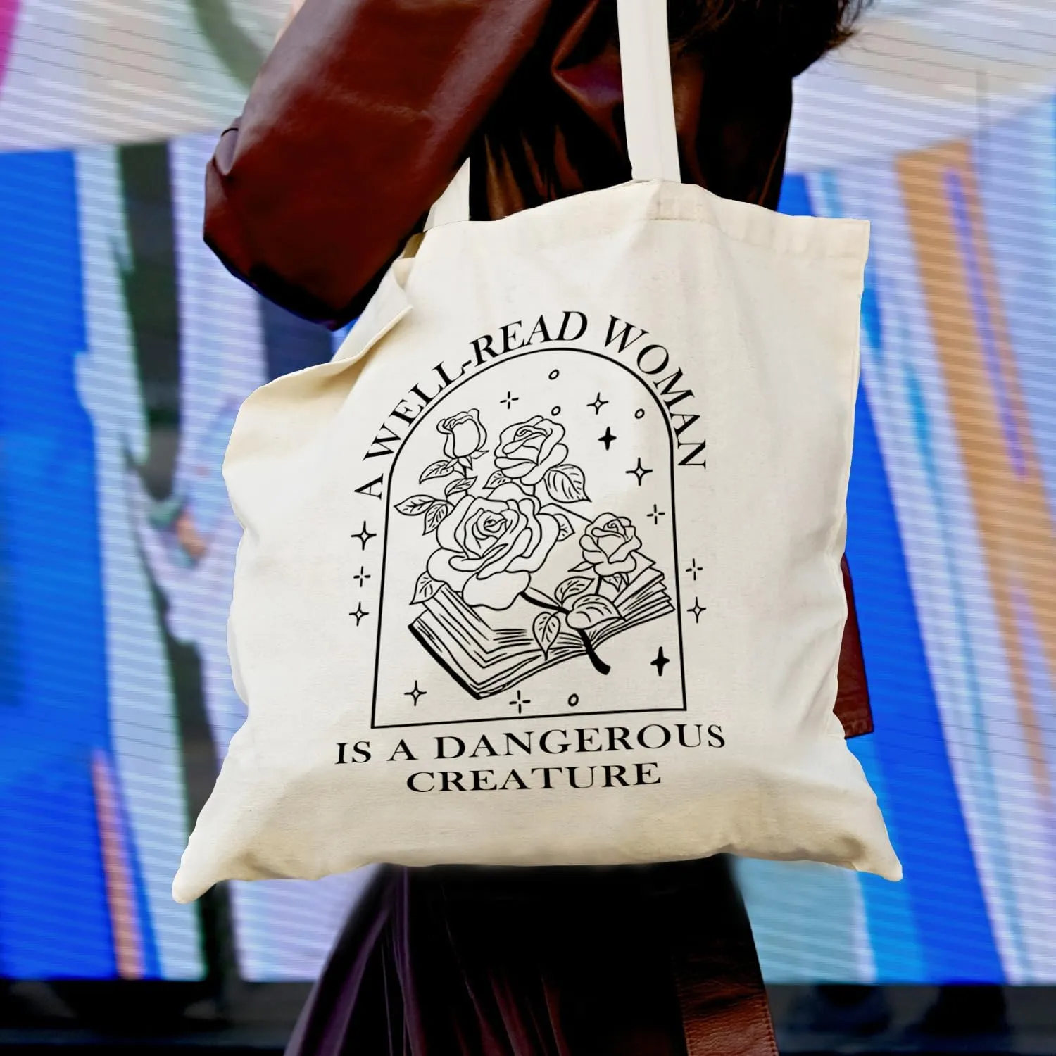Book Lovers Canvas Tote Bag, Librarian Reading Reusable Bag, Book Tote Bag Gifts