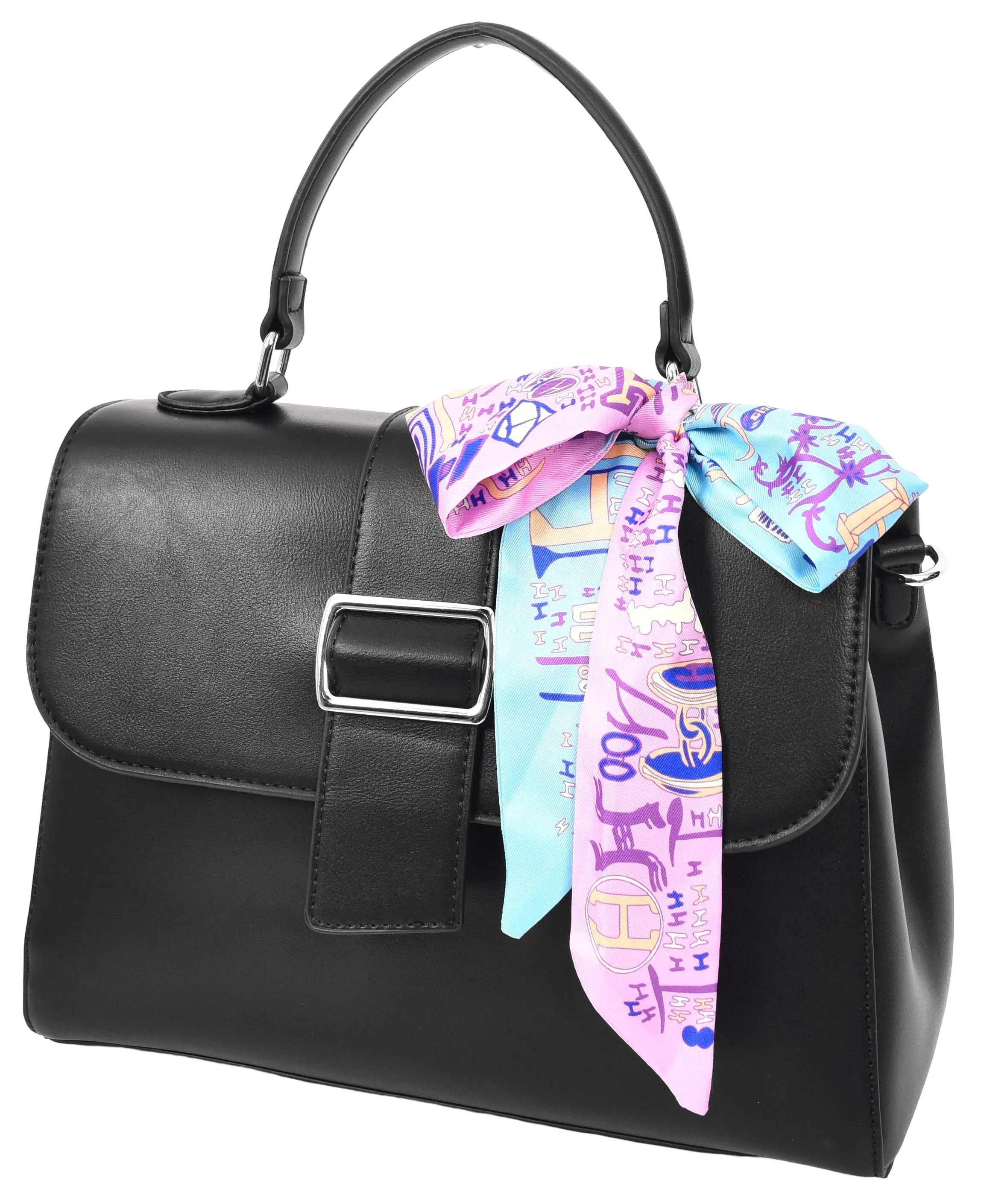 Brielle Women's Faux Leather Classic Satchel Style Handbag Black