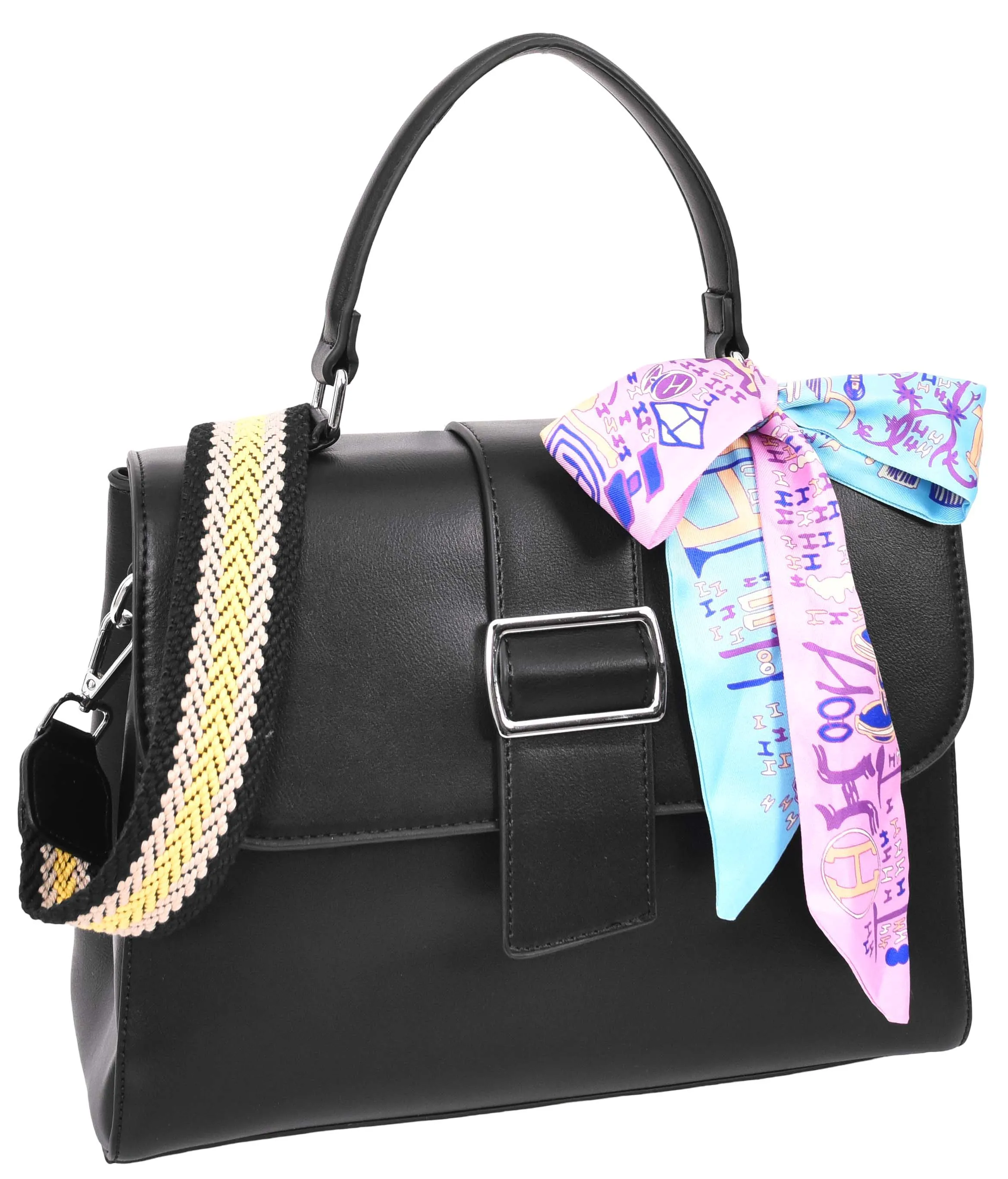 Brielle Women's Faux Leather Classic Satchel Style Handbag Black