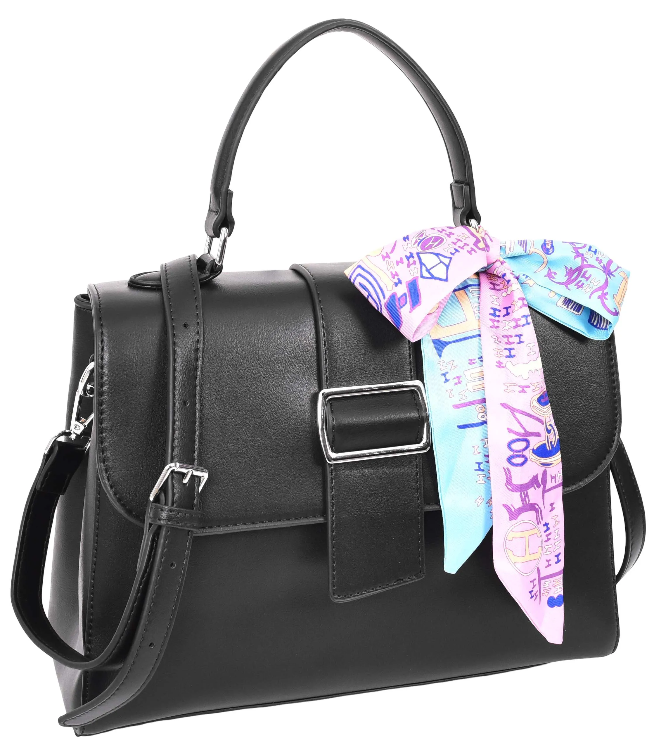 Brielle Women's Faux Leather Classic Satchel Style Handbag Black