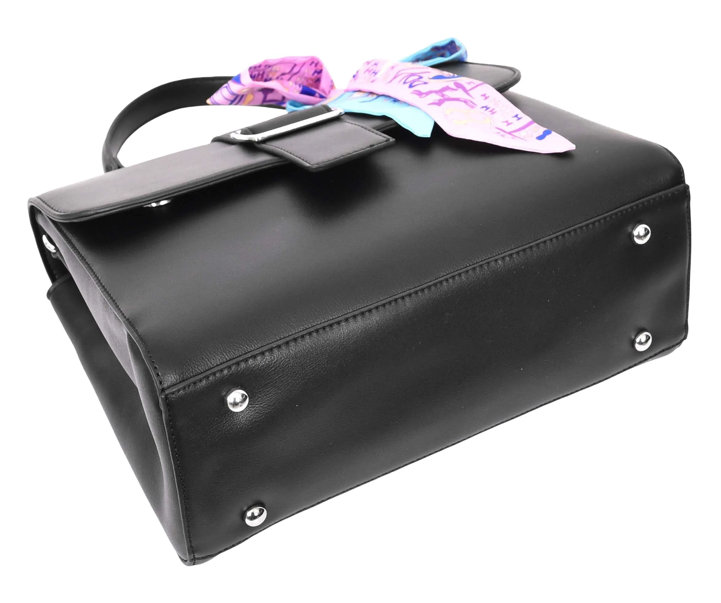 Brielle Women's Faux Leather Classic Satchel Style Handbag Black