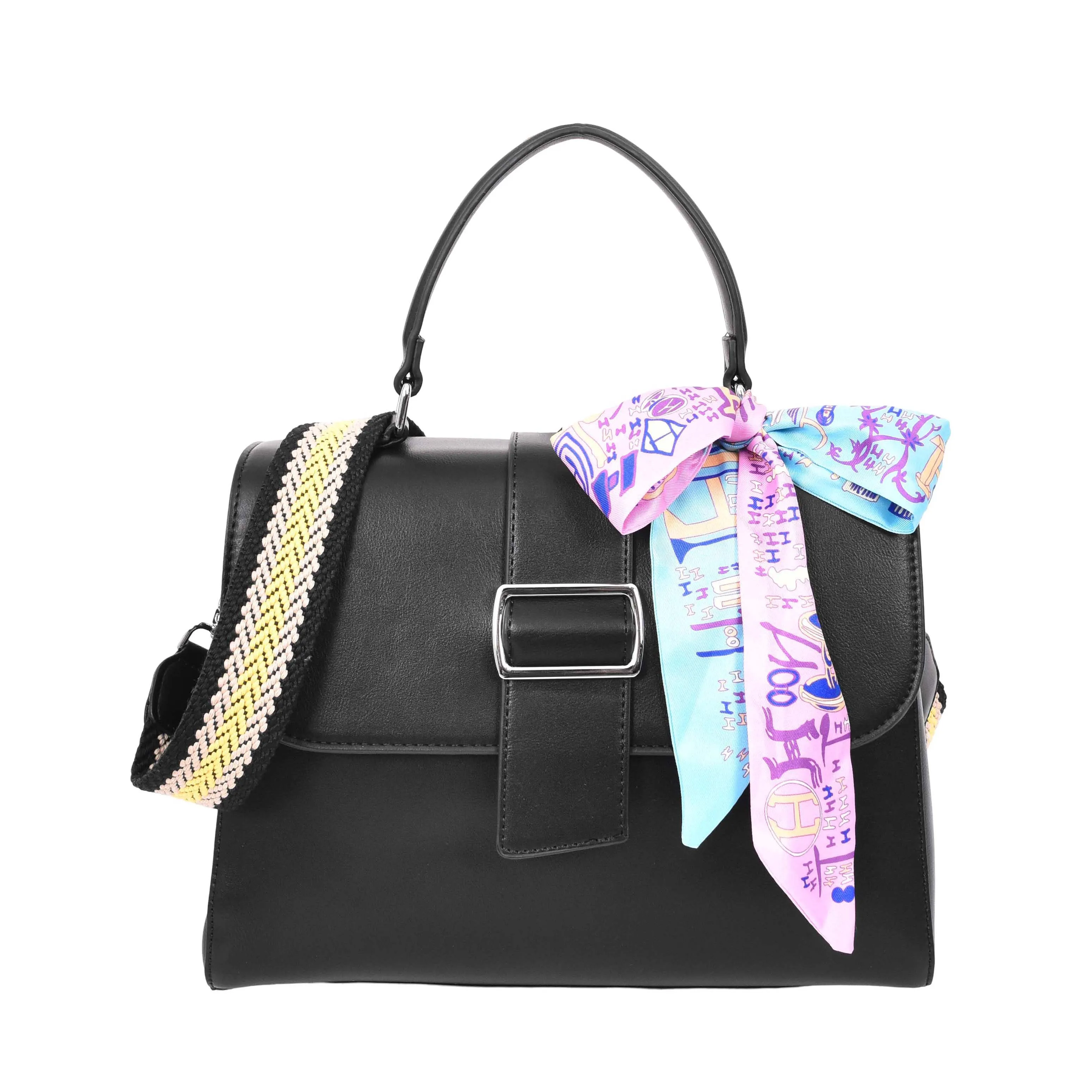Brielle Women's Faux Leather Classic Satchel Style Handbag Black