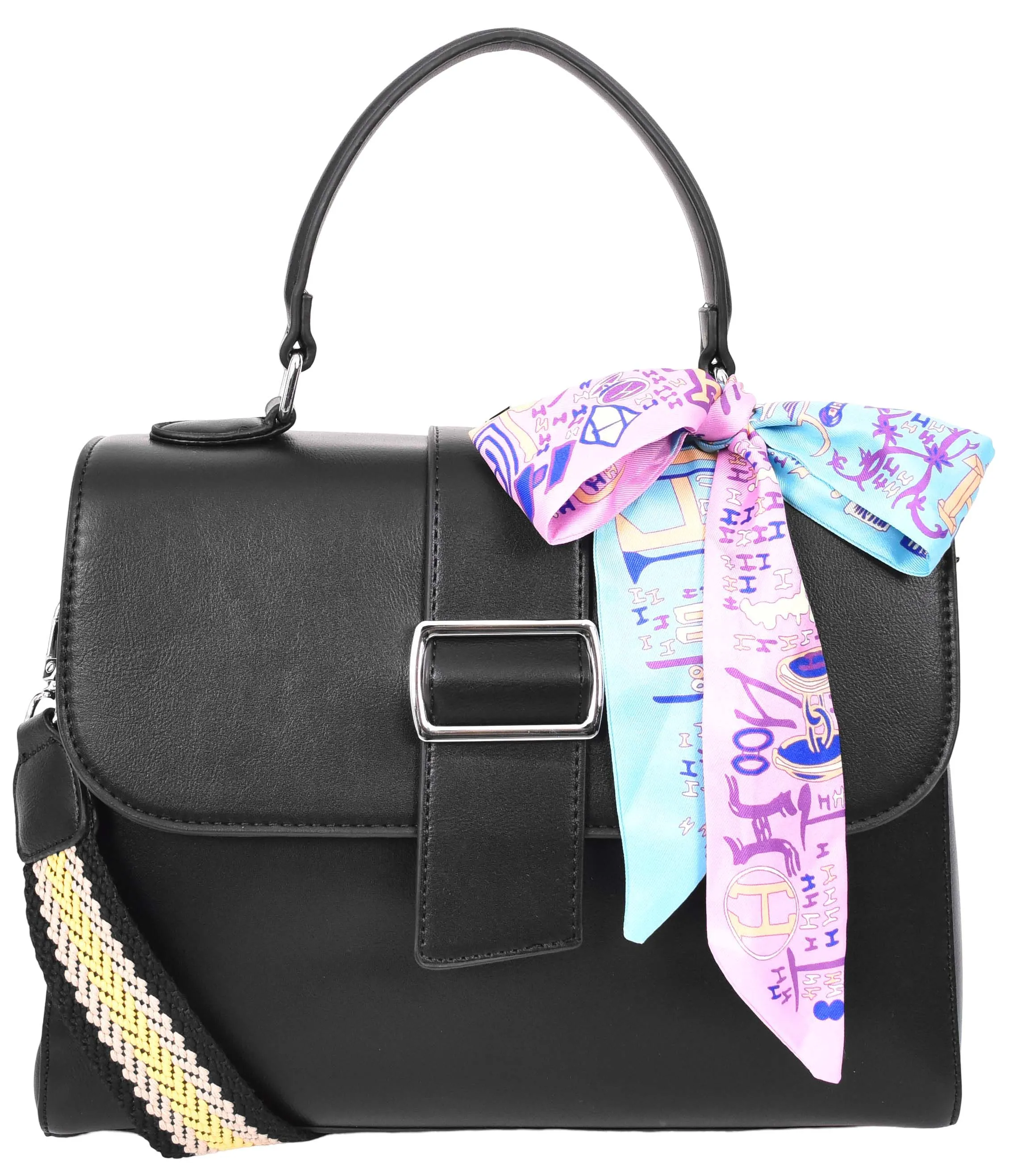 Brielle Women's Faux Leather Classic Satchel Style Handbag Black