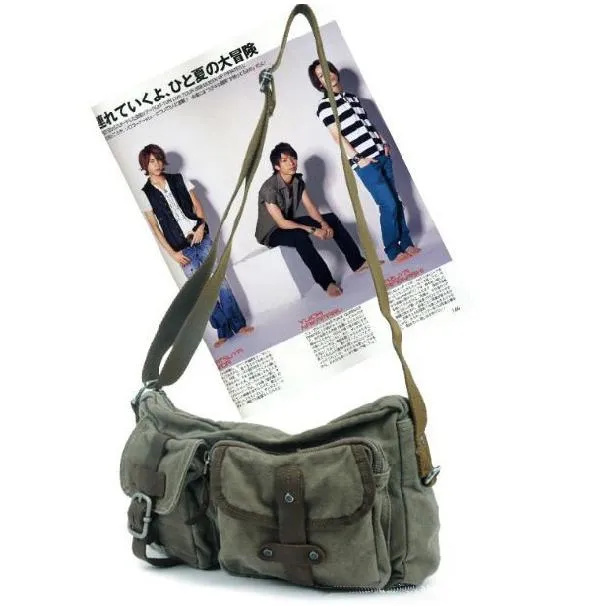 Canvas Mens Khaki Vertical Postman Bag Canvas Black Messenger Bag Courier Bags For Men