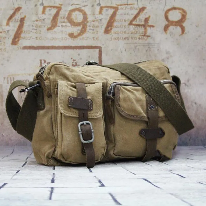 Canvas Mens Khaki Vertical Postman Bag Canvas Black Messenger Bag Courier Bags For Men