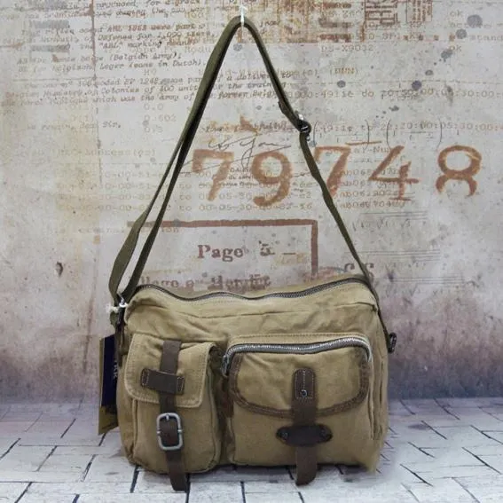 Canvas Mens Khaki Vertical Postman Bag Canvas Black Messenger Bag Courier Bags For Men