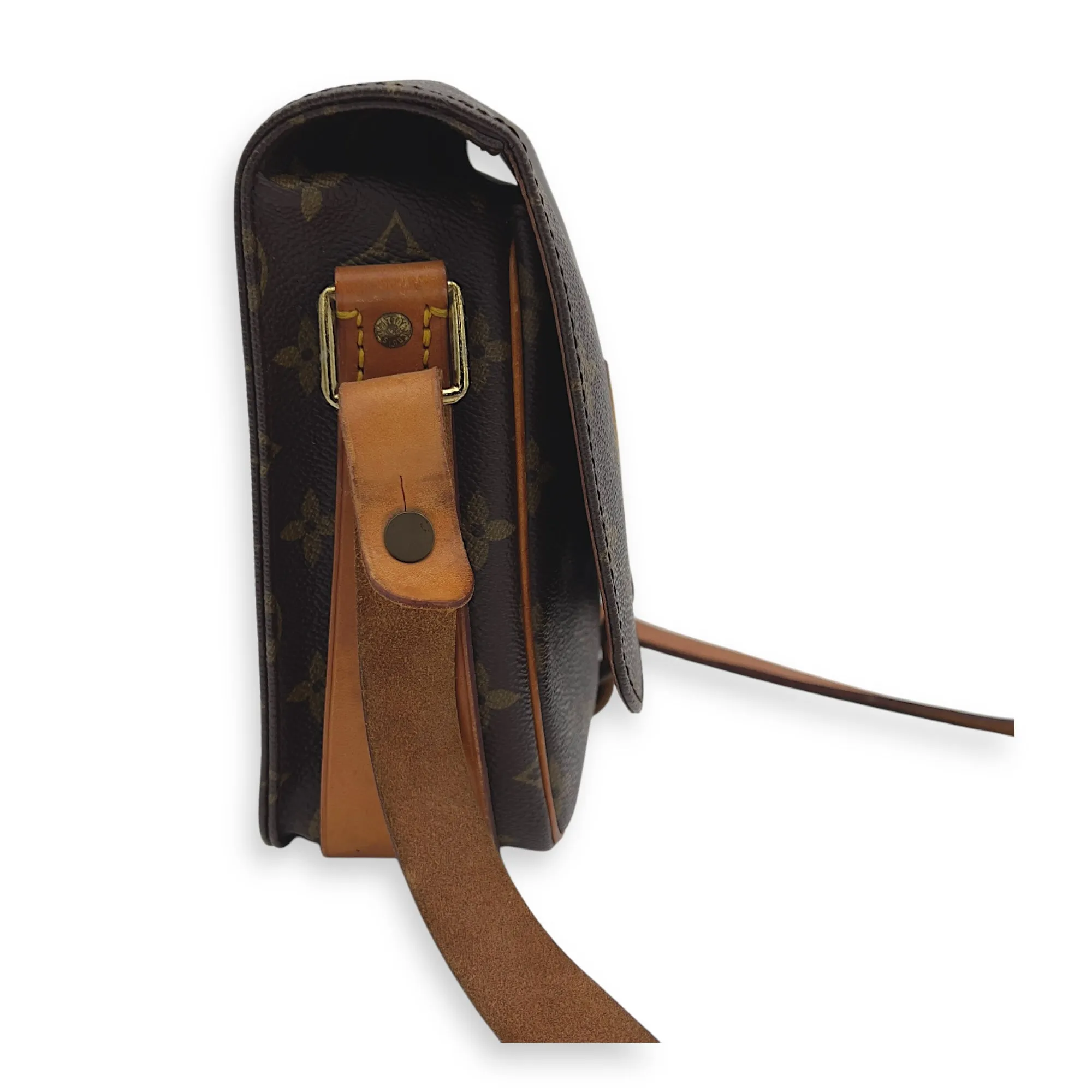 Cartesiere Crossbody Bag Brown in Monogram Coated Canvas, Gold hardware