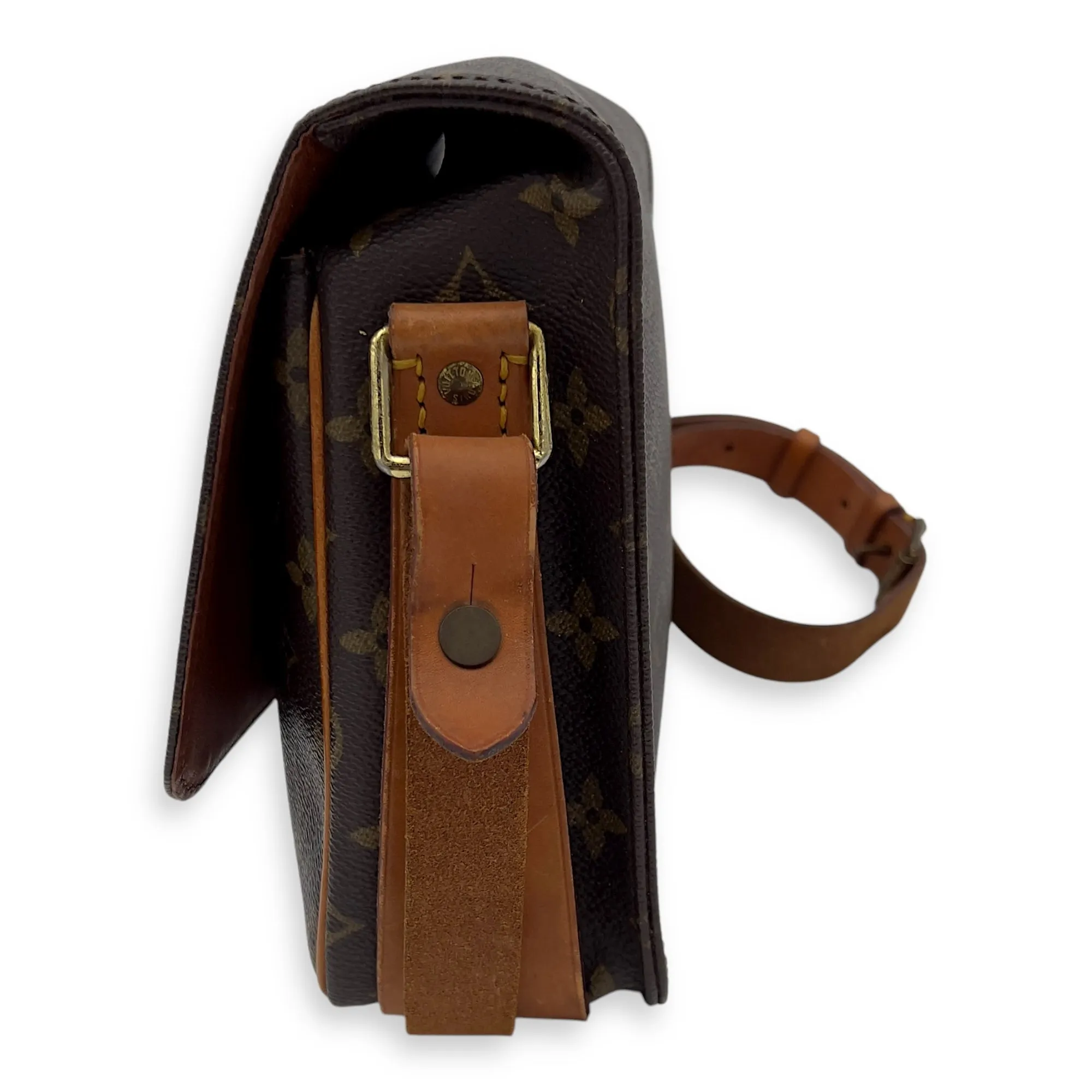 Cartesiere Crossbody Bag Brown in Monogram Coated Canvas, Gold hardware