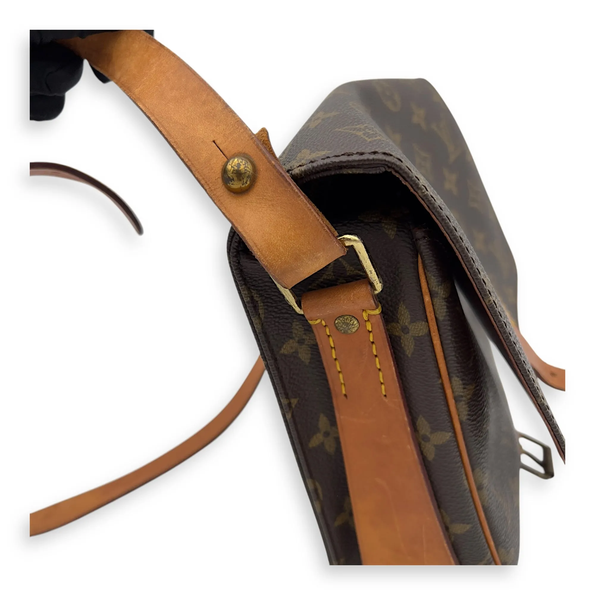 Cartesiere Crossbody Bag Brown in Monogram Coated Canvas, Gold hardware
