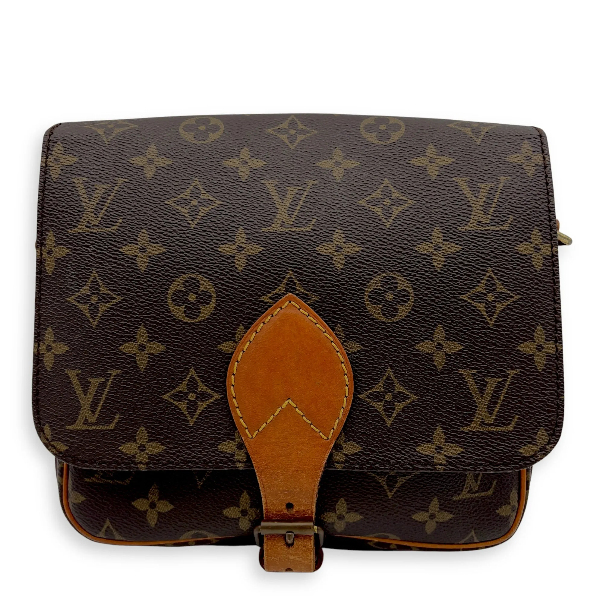 Cartesiere Crossbody Bag Brown in Monogram Coated Canvas, Gold hardware