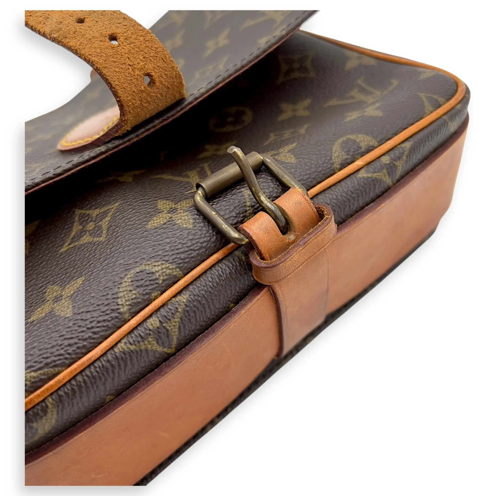Cartesiere Crossbody Bag Brown in Monogram Coated Canvas, Gold hardware