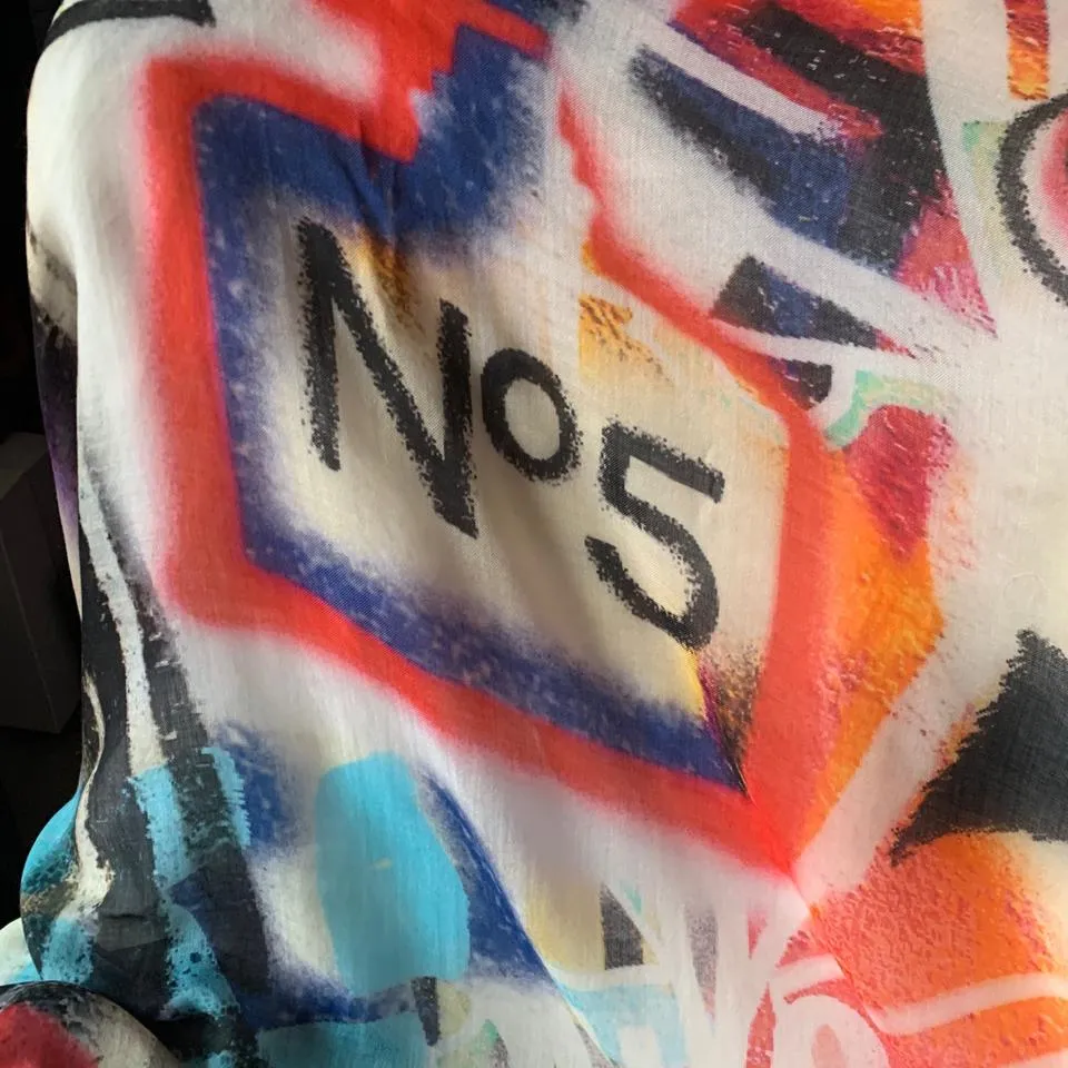 Chanel Graffiti Rare Cashmere Stole Scarf/Wrap