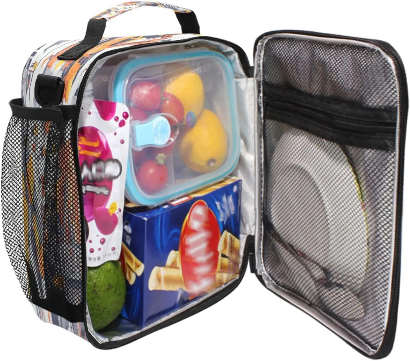 Cooler Tote Bag Zip Pockets Insulated Tote Bag with buckle for School College Construction Scene Concrete Mixer Truck