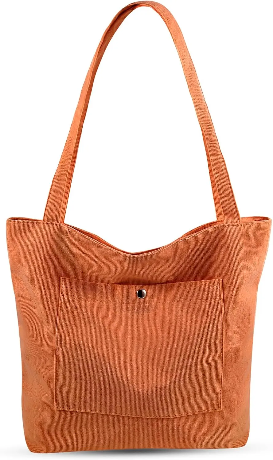 Corduroy Tote Bag for Women, Large Capacity, Adjustable Shoulder Strap, Main Zippered Pocket