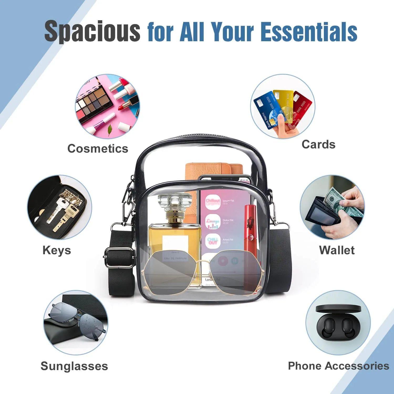 COROMAY Clear Purse for Women, Clear Bag Stadium Approved, Transparent Crossbody Bag