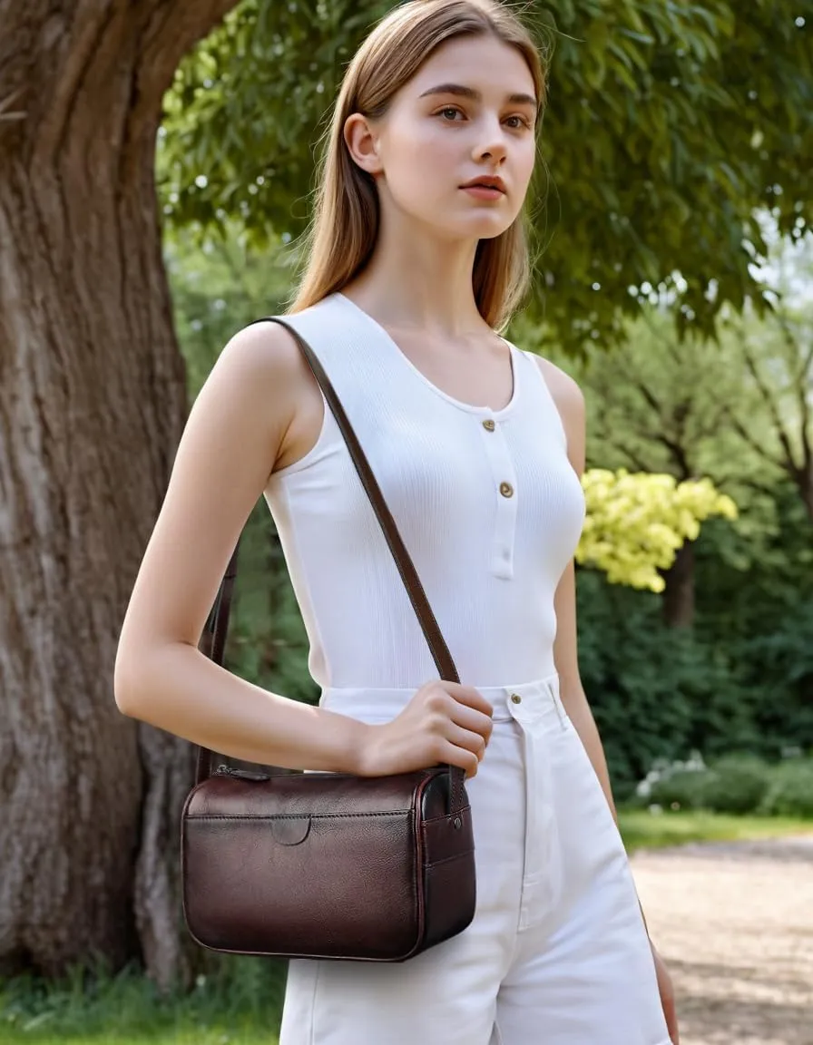 Crossbody Bags for Women Genuine Leather Crossbody Purse Shoulder Bag Small Handbags Purses Daily Essentials Pouch