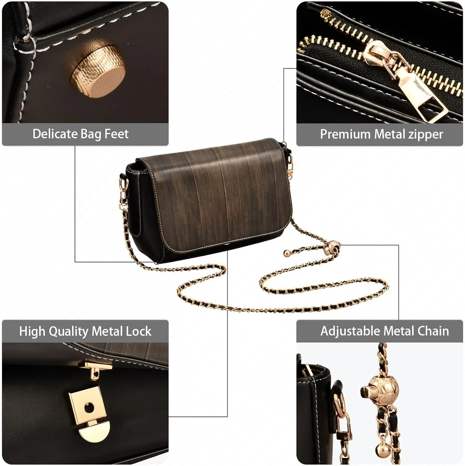 Crossbody Bags for Women Trendy Women's Black Shoulder Bag Small PU Leather Flap Cross Body Bag Handbags