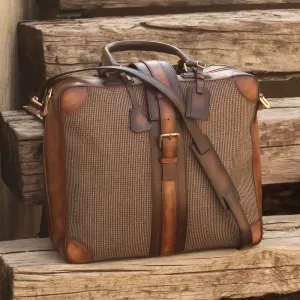 Custom Travel Tote Bag Leather Brown Dark Brown 2878