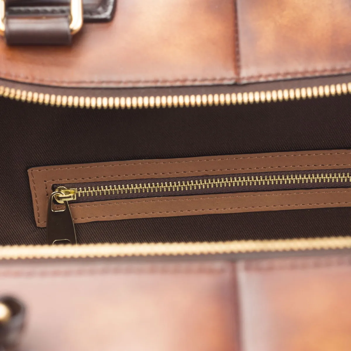 Custom Travel Tote Bag Leather Brown Dark Brown 2878