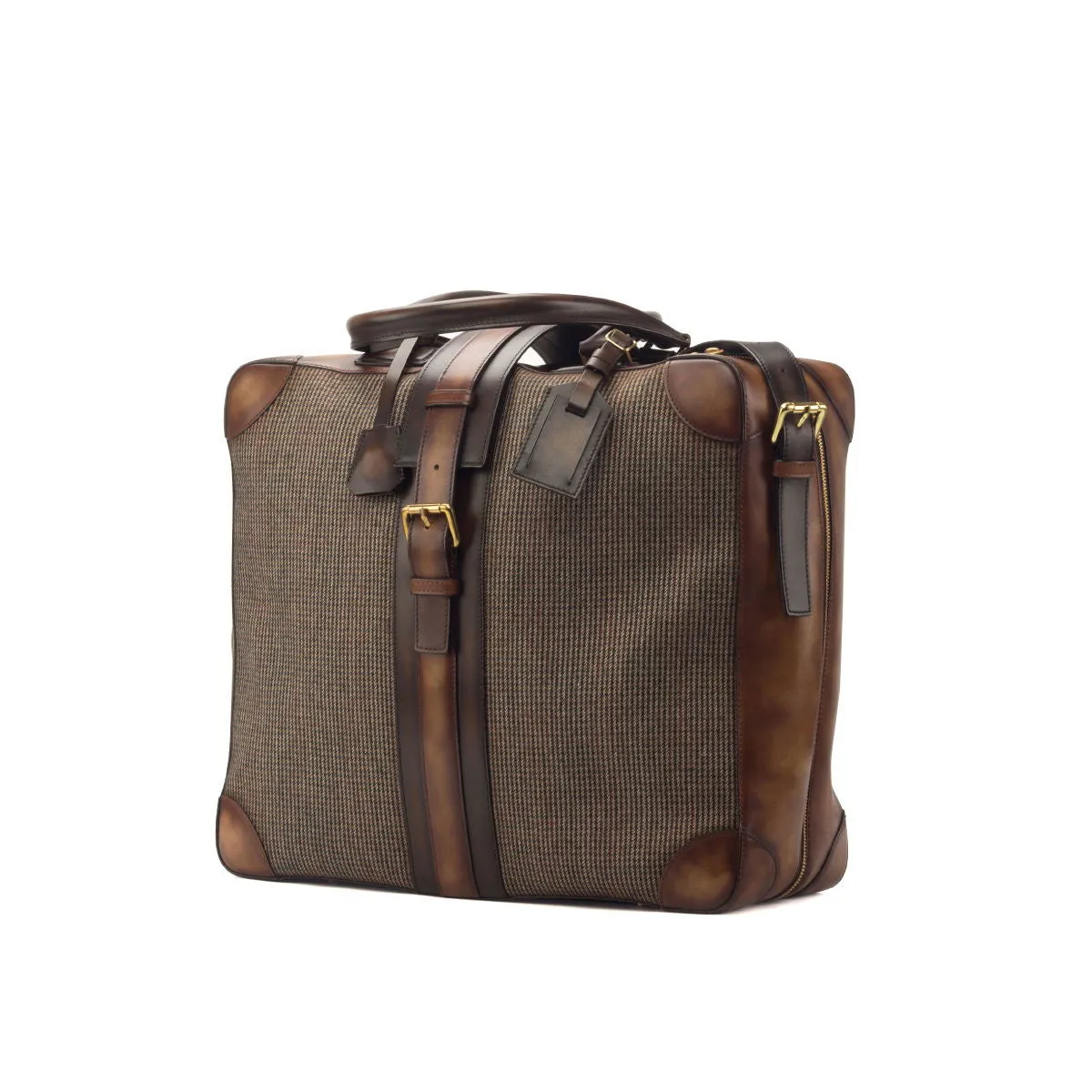 Custom Travel Tote Bag Leather Brown Dark Brown 2878