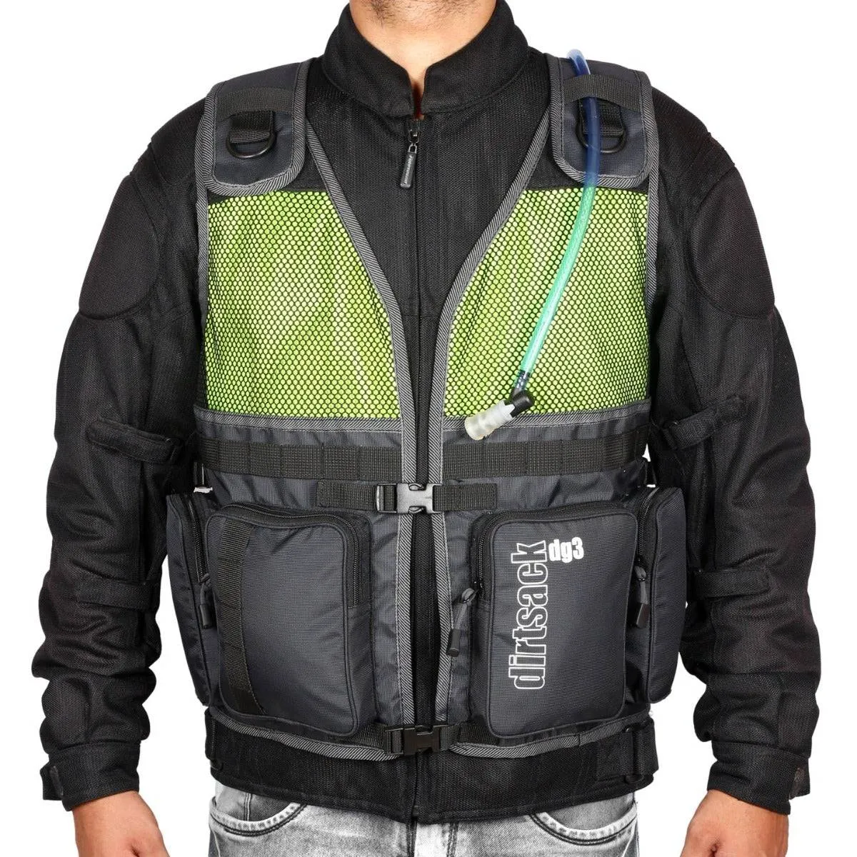 DG3 Multiutility and Hydration Vest / Jacket - Black   Fluo Green
