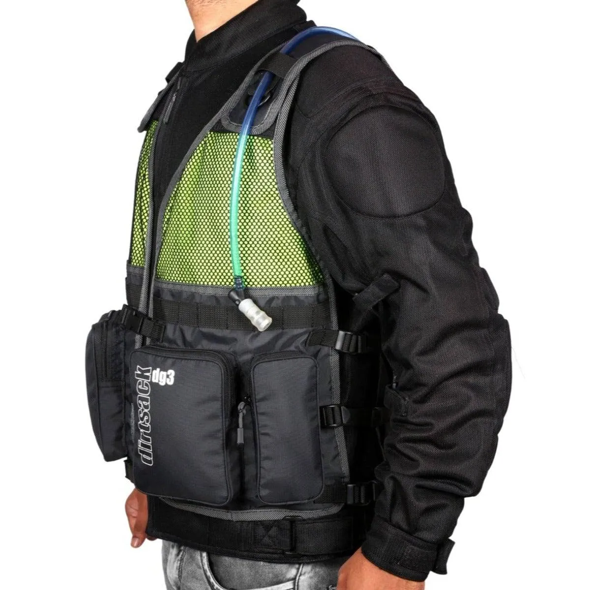 DG3 Multiutility and Hydration Vest / Jacket - Black   Fluo Green