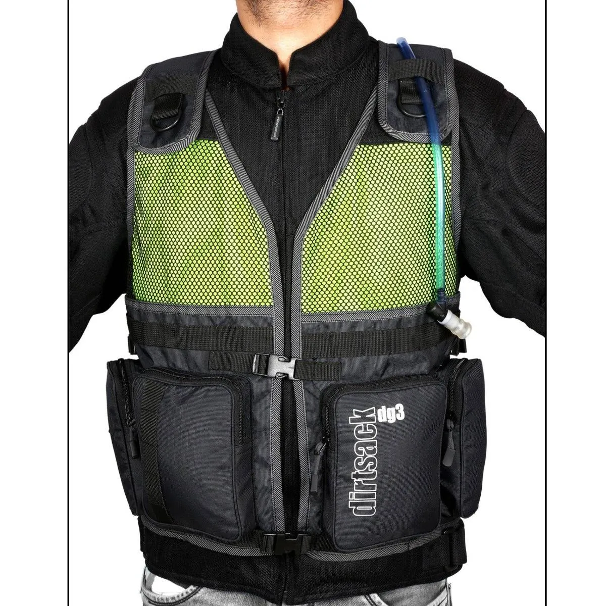 DG3 Multiutility and Hydration Vest / Jacket - Black   Fluo Green