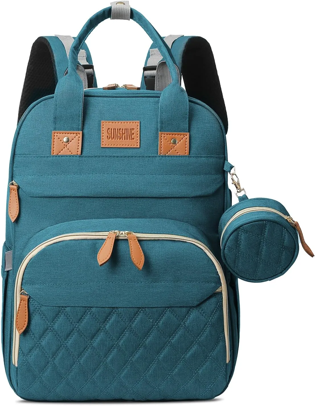 Diaper Bag Backpack, Large Diaper Bag with Changing Station, Baby Bag, New Mom Gifts, Lightweight Waterproof Unisex Diaper Bag with Insulated Pockets and USB Charging Port, Cyan